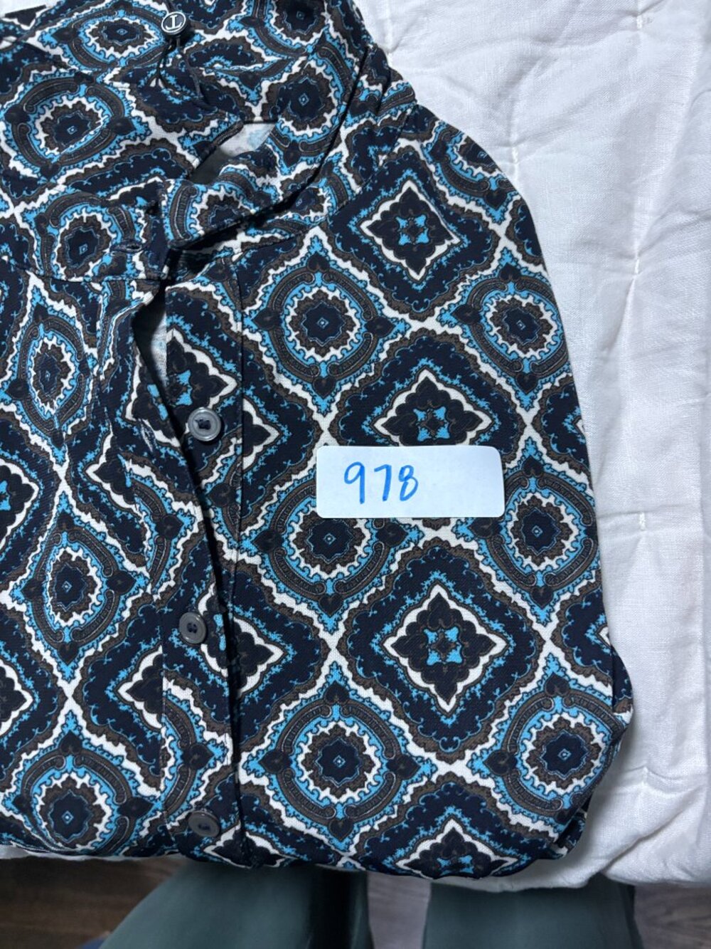 Talbots Button-up Tie Waist Dress Womens Size 14P Blue Multicolor NEW - Picture 6 of 6